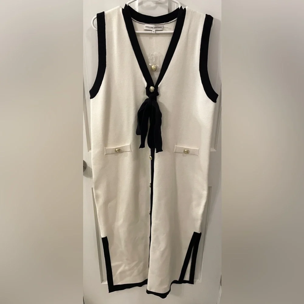 NWOT English Factory Knit Midi Dress With Ribbon Tie - Picture 4 of 9